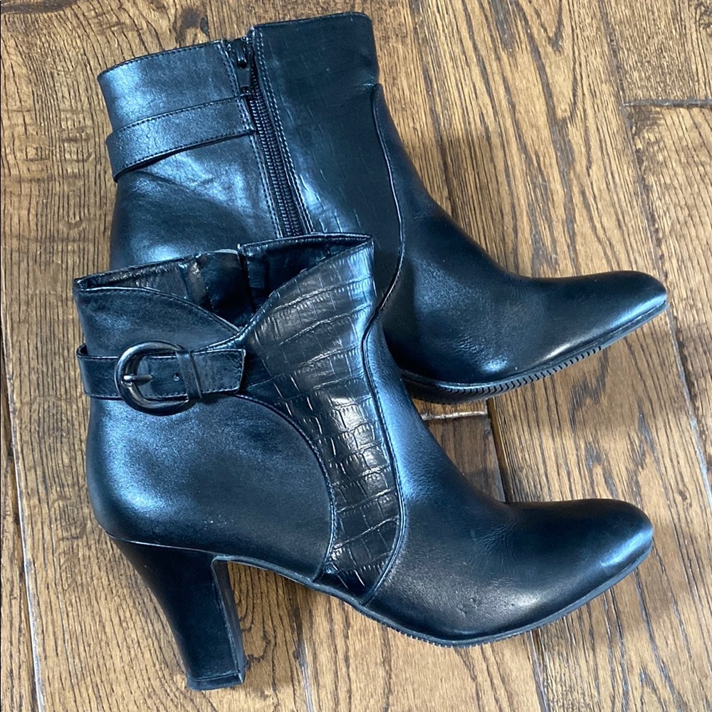 Elegant Black Leather Ankle Boots